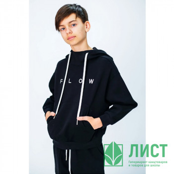 Худи для мальчика (DELORAS) артикул 55413 размер 34/134-44/164 цвет черный Худи для мальчика (DELORAS) артикул 55413 размер 34/134-44/164 цвет черный