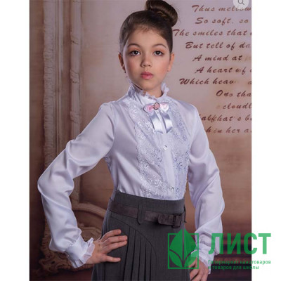 Блузка для девочки (Наша Дочка) длинный рукав цвет белый арт.10038 размер 36/146 Блузка для девочки (Наша Дочка) длинный рукав цвет белый арт.10038 размер 36/146