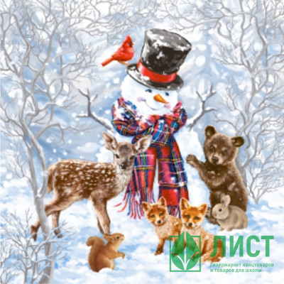 Салфетки бумажные 33*33см 3 слоя 20шт/уп. Bouquet &quot;Лесные друзья&quot; арт.25096 Салфетки бумажные 33*33см 3 слоя 20шт/уп. Bouquet "Лесные друзья" арт.25096