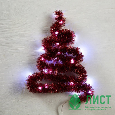 Мишура с гирляндой "Роса" 03*100см 22LED IP20 цв.красный свет белый арт.6031449 Мишура с гирляндой "Роса" 03*100см 22LED IP20 цв.красный свет белый арт.6031449
