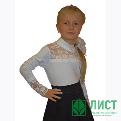 Джемпер для девочки трикотажный (Ликру) длинный рукав цвет голубой арт.1014 Кружевница Джемпер для девочки трикотажный (Ликру) длинный рукав цвет голубой арт.1014 Кружевница