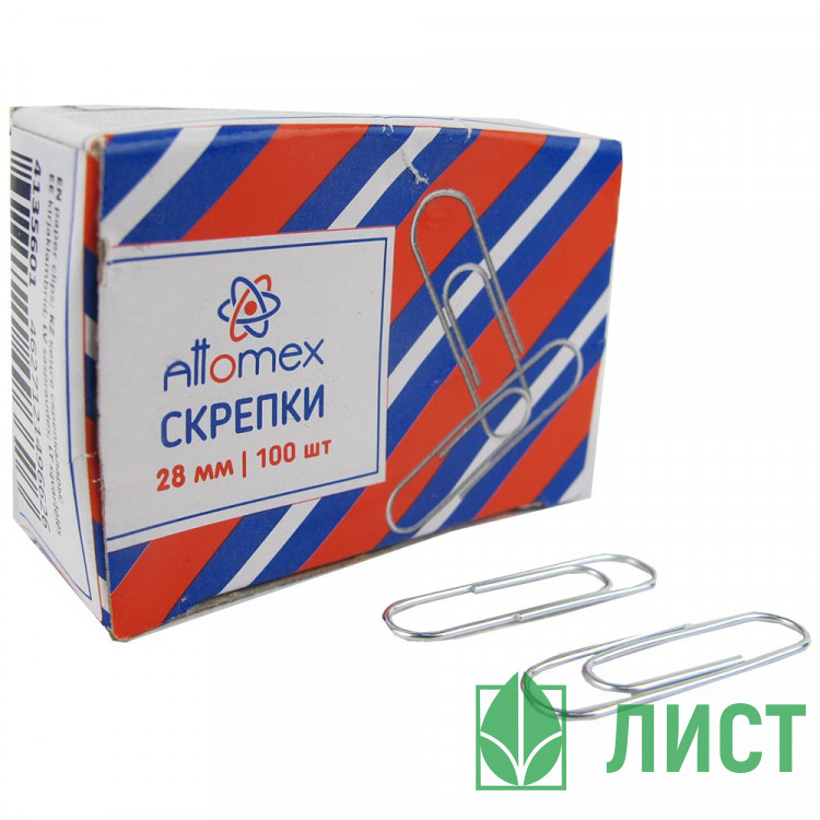 Скрепки оцинкованные 28мм овальные 100шт/уп. Attomex 4135301