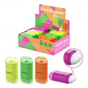 Точилка пластиковая ErichKrause контейнер+ластик, 1 отверстие, "JOY Neon" арт.60075 (Ст.12)