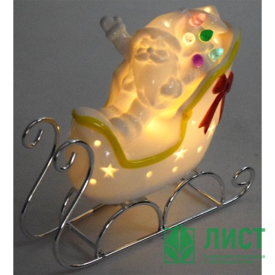 Статуэтка декоративная &quot;Сани&quot; 15,5см с подсветкой фарфор арт.86817 Статуэтка декоративная "Сани" 15,5см с подсветкой фарфор арт.86817