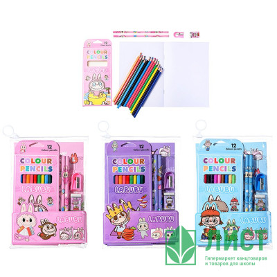 Набор канцелярский (Mazari) Зубастик 6 предметов пластиковая сумка арт.M-1596 Набор канцелярский (Mazari) Зубастик 6 предметов пластиковая сумка арт.M-1596