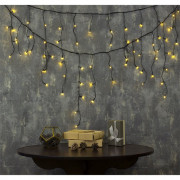 Гирлянда электрическая для дома занавес Бахрома 3*0,5м 80LED цвет теплый белый (темный провод) 8режимов артемный 3556854