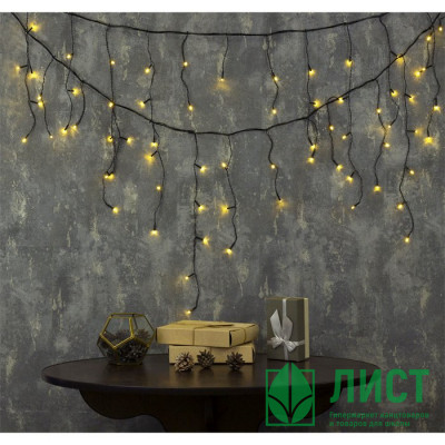 Гирлянда электрическая для дома занавес Бахрома 3*0,5м 80LED цвет теплый белый (темный провод) 8режимов артемный 3556854 Гирлянда электрическая для дома занавес Бахрома 3*0,5м 80LED цвет теплый белый (темный провод) 8режимов артемный 3556854
