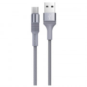 Кабель USB -микро USB Borofone BX21 Outstanding,1.0м,круглый,2.4A,ткань, цв.серый