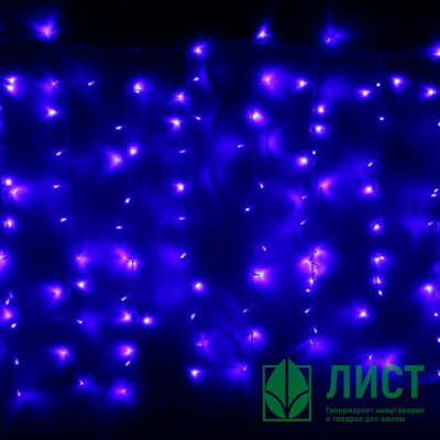 Гирлянда электрическая уличная занавес Дождь 2*3м 480LED &quot;Мерцание&quot; цвет синий (светлый провод) арт.183-935 Гирлянда электрическая уличная занавес Дождь 2*3м 480LED "Мерцание" цвет синий (светлый провод) арт.183-935