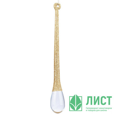 Украшение декор.подвеска "Капля" 25см прозрачная с блёстками золото арт.94854 Украшение декор.подвеска "Капля" 25см прозрачная с блёстками золото арт.94854