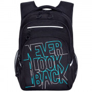 Рюкзак для мальчиков школьный (GRIZZLY) арт RB-150-2/2 черный - бирюзовый 26х38х20 см