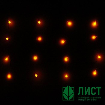 Гирлянда электрическая для дома занавес Бахрома 2,5*0,6м 48LED цвет желтый (светлый провод) 4режимов арт.196-089 Гирлянда электрическая для дома занавес Бахрома 2,5*0,6м 48LED цвет желтый (светлый провод) 4режимов арт.196-089