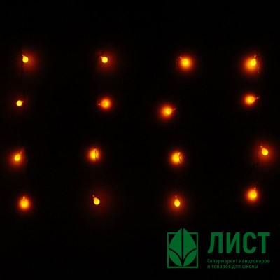 Гирлянда электрическая для дома занавес Бахрома 2,5*0,6м 48LED цвет желтый (светлый провод) 4режимов арт.196-089 Гирлянда электрическая для дома занавес Бахрома 2,5*0,6м 48LED цвет желтый (светлый провод) 4режимов арт.196-089