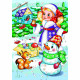 Поделка из пуговиц Мозаика  НГ Снежная девочка и снеговик арт.М-7306