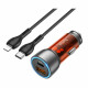 Блок питания автомобильный 1 USB 3.0, Type-C HOCO NZ8, Sprinter, 43Вт, QC3.0, PD, кабель Type-C-8-pin, цвет: оранжевый