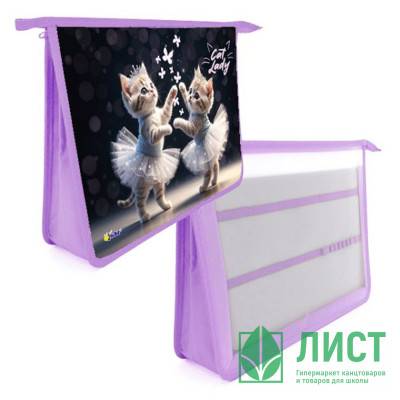Папка школьная для труда А4 на молнии 2 отделения (Оникс) Cat ballet арт ПТ-Р13 Папка школьная для труда А4 на молнии 2 отделения (Оникс) Cat ballet арт ПТ-Р13