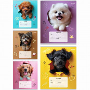 Тетрадь 18 листов клетка (Profit) Обаятельные пёсики обложка-мелованный картон ассорти арт.18-4310