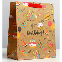 Пакет подароч. крафт 18*23*10см «Happy birthday» арт.4764574