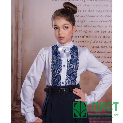 Блузка для девочки (Наша Дочка) длинный рукав цвет белый арт.10039 размер 30/122 Блузка для девочки (Наша Дочка) длинный рукав цвет белый арт.10039 размер 30/122