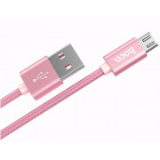 Кабель USB - микро USB HOCO X2, 1.0м, круглый, 2.4A, ткань, цвет: розовое золото