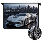 Папка школьная для тетрадей А4 на молнии (Оникс) Silver auto дизайн с двух сторон фольга арт.ПТ-83-12