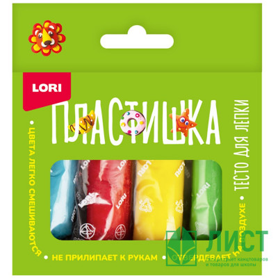 Тесто для лепки Пластишка 4 цветов по 30 грамм коробка (LORI) арт.Тдл-046 Тесто для лепки Пластишка 4 цветов по 30 грамм коробка (LORI) арт.Тдл-046