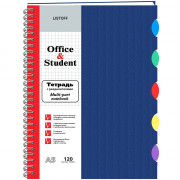 Тетрадь пластиковая обложка А5 клетка 120 листов Listoff Синяя 5 цветных пластиковых разделителя арт ТПР512028