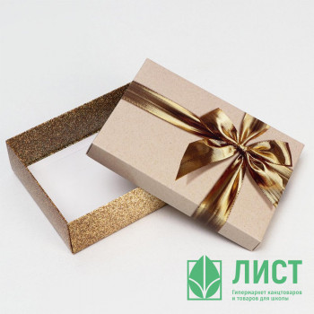 Коробка подароч. 21*15*5см &quot;Бант&quot; цв.золотой арт.6895514 Коробка подароч. 21*15*5см "Бант" цв.золотой арт.6895514