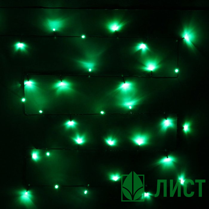 Гирлянда электрическая для дома точечная 5,5м 50LED цвет зеленый (зеленый провод) арт.127-011
