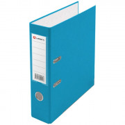 Папка-регистратор 80мм ПВХ с 1 сторонней обтяжкой, металлический уголок, голубой, собранная