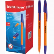 Ручка шар. н/проз.корп. (ErichKrause) R-301 Orange синий, 0,7мм арт.43194 (Ст.50)