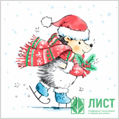 Салфетки бумажные 24*24см 1 слой 40шт/уп. Desna &quot;Ёжик на коньках&quot; арт.25196 Салфетки бумажные 24*24см 1 слой 40шт/уп. Desna "Ёжик на коньках" арт.25196