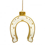 Украшение декор.подвеска фигурка "Подкова" 09см цв.белый/золото арт.95513