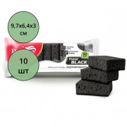 Губки для посуды 10 штук в упаковке 97*64*30  ТМ Perfera TOTAL black крупнопористая (Ст.)