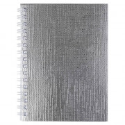 Записная книжка А6 мягкая обложка на гребне 80 листов (Hatber) METALLIC Серебро арт.80ЗК6бвВ1гр