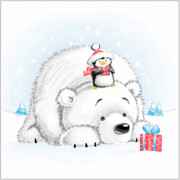 Салфетки бумажные 24*24см 1 слой 40шт/уп. Desna "Мишка и пингвин" арт.57835