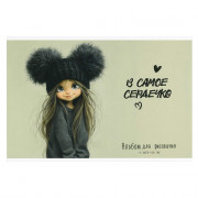 Альбом для рисования 24 листа скоба Феникс Девчонка в шапке сплошной глянцевый УФ-лак арт.73117