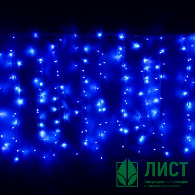 Гирлянда электрическая уличная занавес Дождь 3*2,5м 480LED цвет синий (светлый провод) 8режимов арт.183-142 Гирлянда электрическая уличная занавес Дождь 3*2,5м 480LED цвет синий (светлый провод) 8режимов арт.183-142