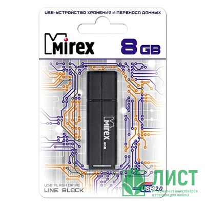 Флеш диск 8GB USB 2.0 Mirex Line черный Флеш диск 8GB USB 2.0 Mirex Line черный