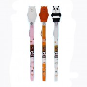 Ручка гелевая детская (МС) Три медведя (белый, бурый, панда) синяя,  арт.Е-8066В (Ст.144)