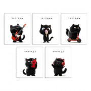 Тетрадь А5 клетка 48 листов скоба (Феникс) Черный кот выборочный твин-лак ассорти арт.68551