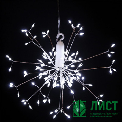 Гирлянда эл.д/дома нить 0,2м 120LED &quot;Разряд молнии&quot; цв.белый на батарейках арт.183-0228 Гирлянда эл.д/дома нить 0,2м 120LED "Разряд молнии" цв.белый на батарейках арт.183-0228