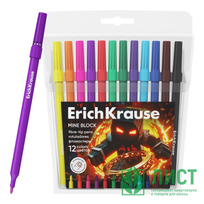 Фломастеры (ErichKrause) Mine Block 12 цветов арт.65031 Фломастеры (ErichKrause) Mine Block 12 цветов арт.65031