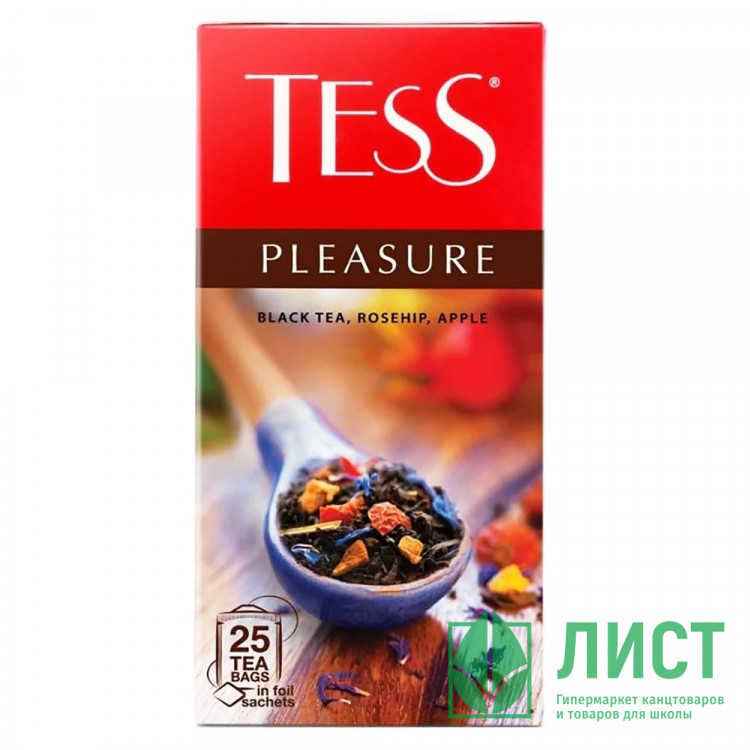 Чай Tess 25пак. Удовольствие (Pleasure) черный с шиповником и яблоком (Ст.10)