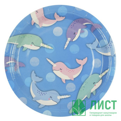 Тарелки бумажные Морской единорог 06шт/наб. D-23см арт.6067007 Тарелки бумажные Морской единорог 06шт/наб. D-23см арт.6067007