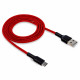 Кабель USB "WALKER" C575 для Apple в матерчатой обмотке (2.4А), красный