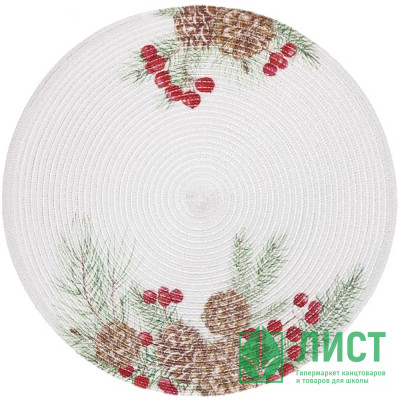 Салфетка сервировочная ПВХ &quot;Еловые ветви&quot; 38см арт.898-169 Салфетка сервировочная ПВХ "Еловые ветви" 38см арт.898-169