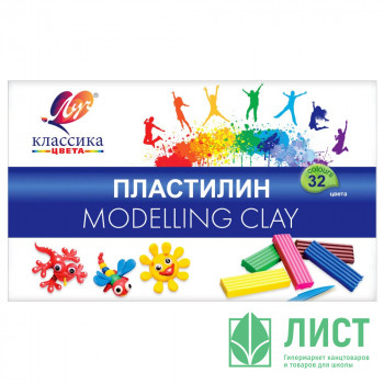 Пластилин 32 цвета 640гр (Луч) Классика со стеком картонная коробка арт 31С 2065-08 Пластилин 32 цвета 640гр (Луч) Классика со стеком картонная коробка арт 31С 2065-08