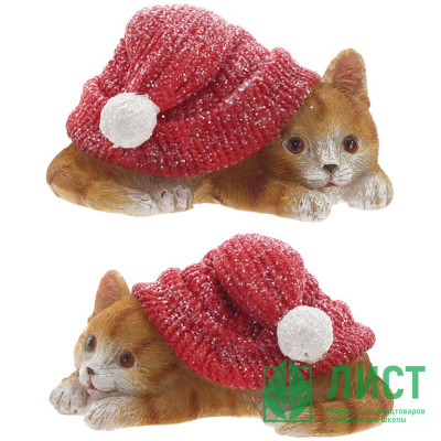 Статуэтка декоративная &quot;Котёнок в шапочке&quot; 05,5см 2 вида арт.825148 Статуэтка декоративная "Котёнок в шапочке" 05,5см 2 вида арт.825148