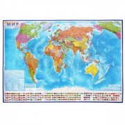 Карта мира настенная политическая 199*134 1:15,5 интерактивная ламинация арт КН084